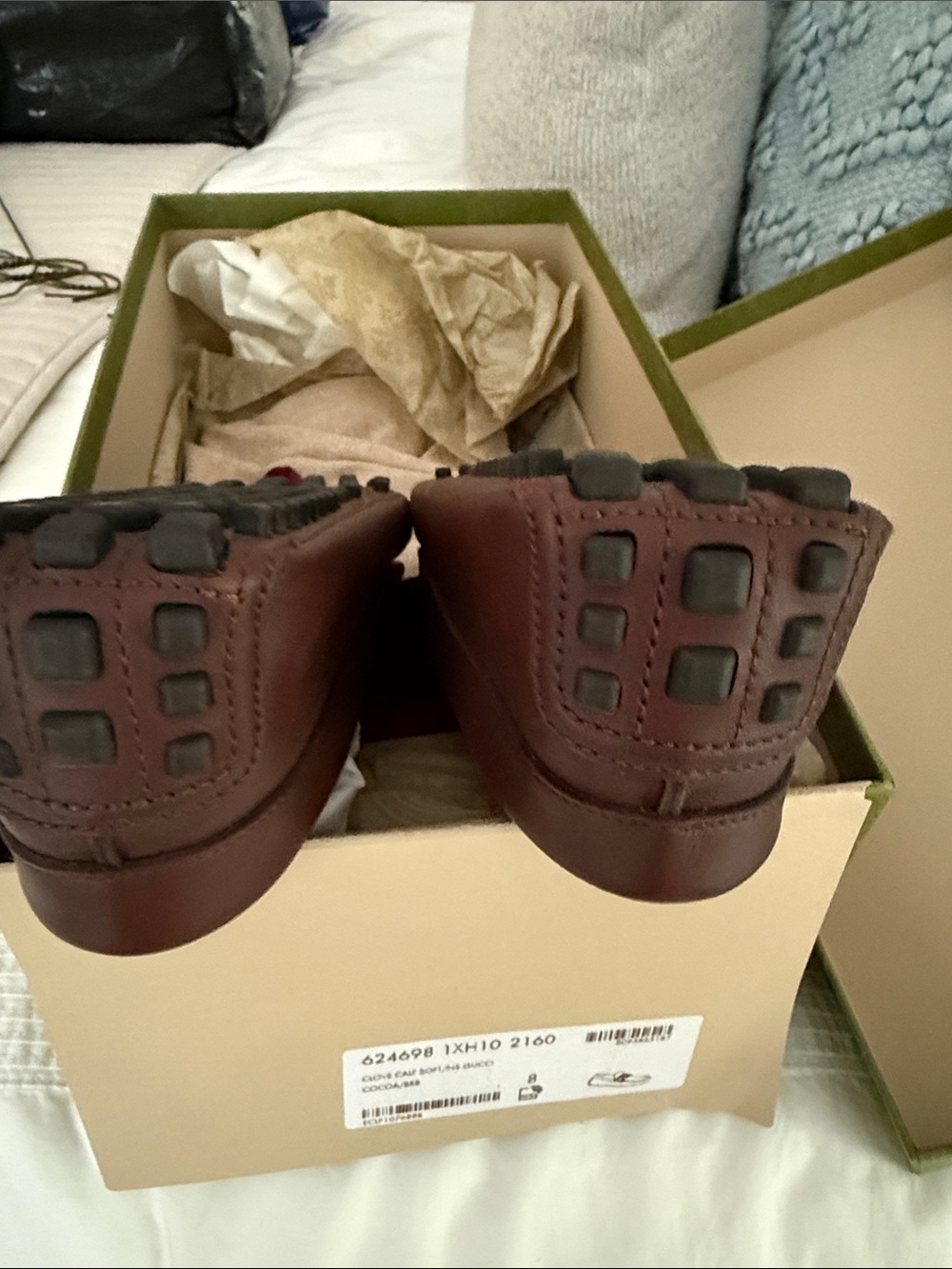 Gucci Brown Leather Horsebit Loafers with Navy & Red Web - Picture 3 of 7